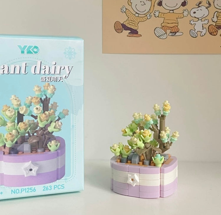 Mini Block Building Plant Dairy | Succulent Plants Cactus - Tiny Particle Assembly DIY Handmade Gift