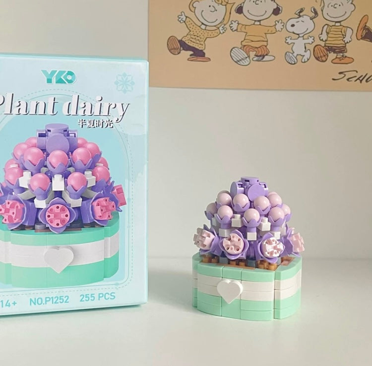 Mini Block Building Plant Dairy | Succulent Plants Cactus - Tiny Particle Assembly DIY Handmade Gift
