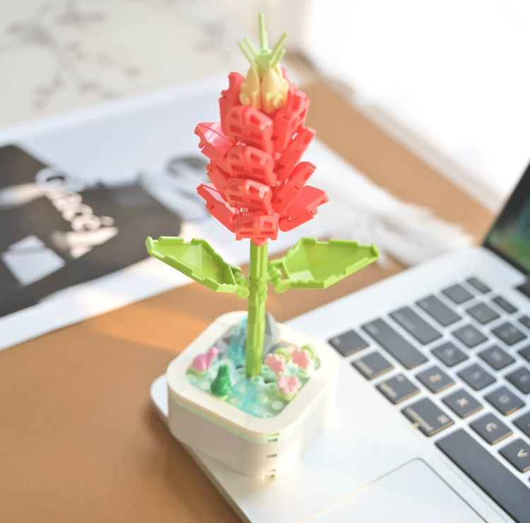 Mini Block Building Flower Series 4 | Peach Blossom Carnation - Tiny Particle Assembly DIY Handmade Gift