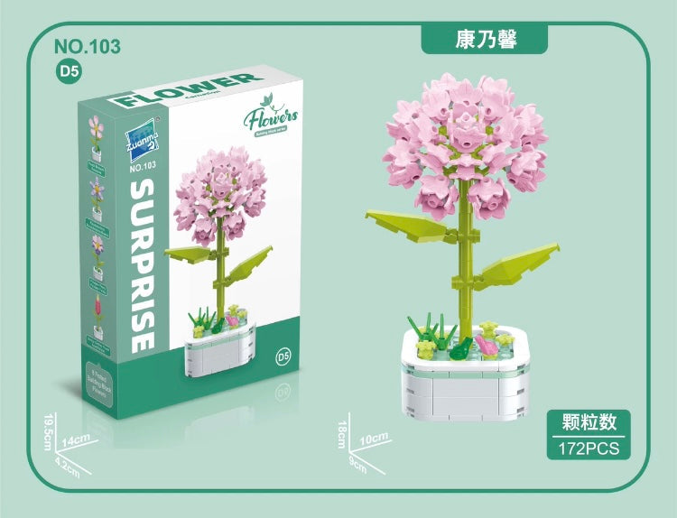 Mini Block Building Flower Series 4 | Peach Blossom Carnation - Tiny Particle Assembly DIY Handmade Gift