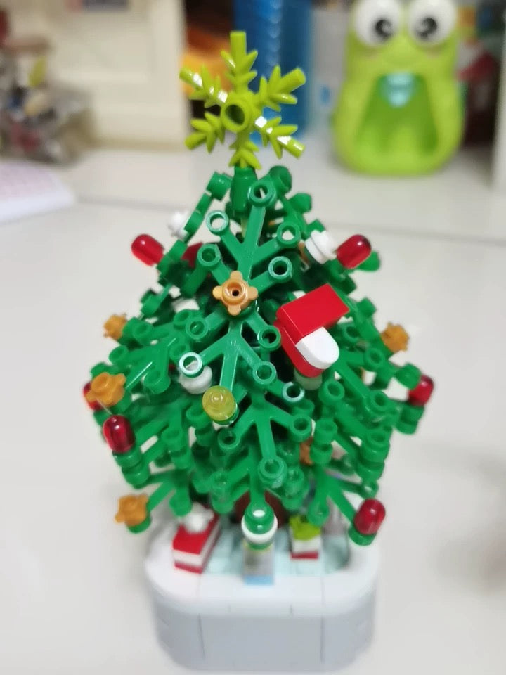Mini Block Christmas Tree Chinese New Year | Green Pink Xmas Tree Tangerine - Building Block Christmas Gift DIY Handmade Gift
