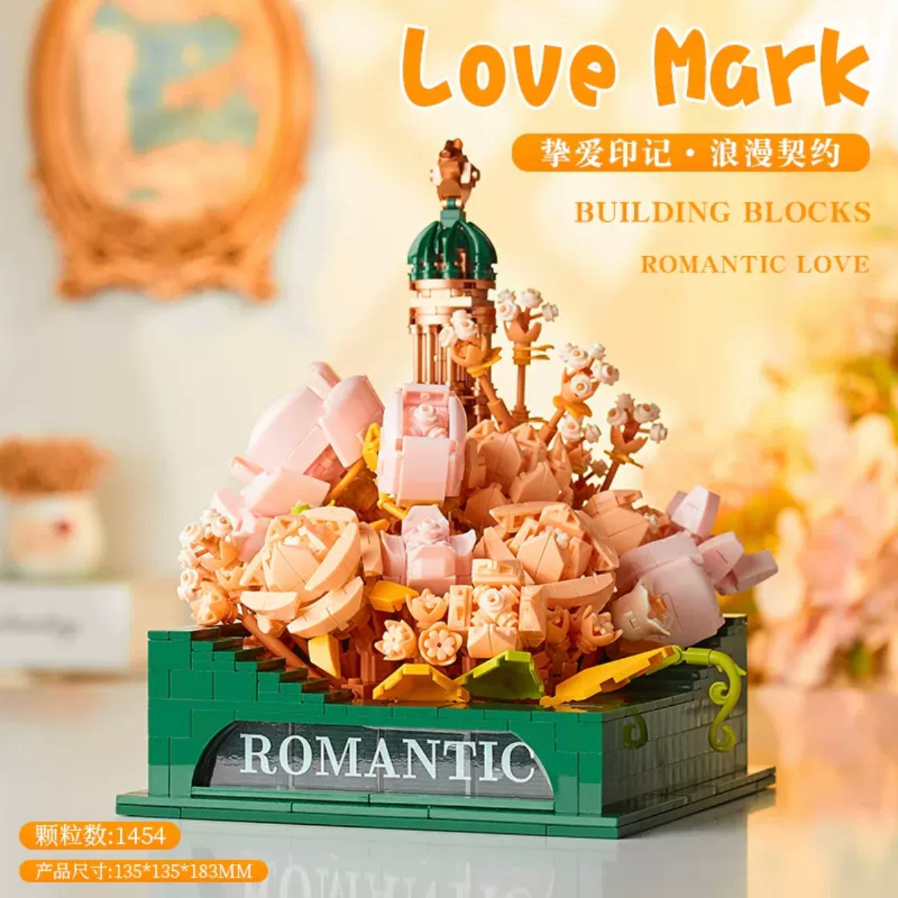 Mini Block Building Romantic LightHouse with Flower - with LED Lights DIY Valentine Handmade Gift