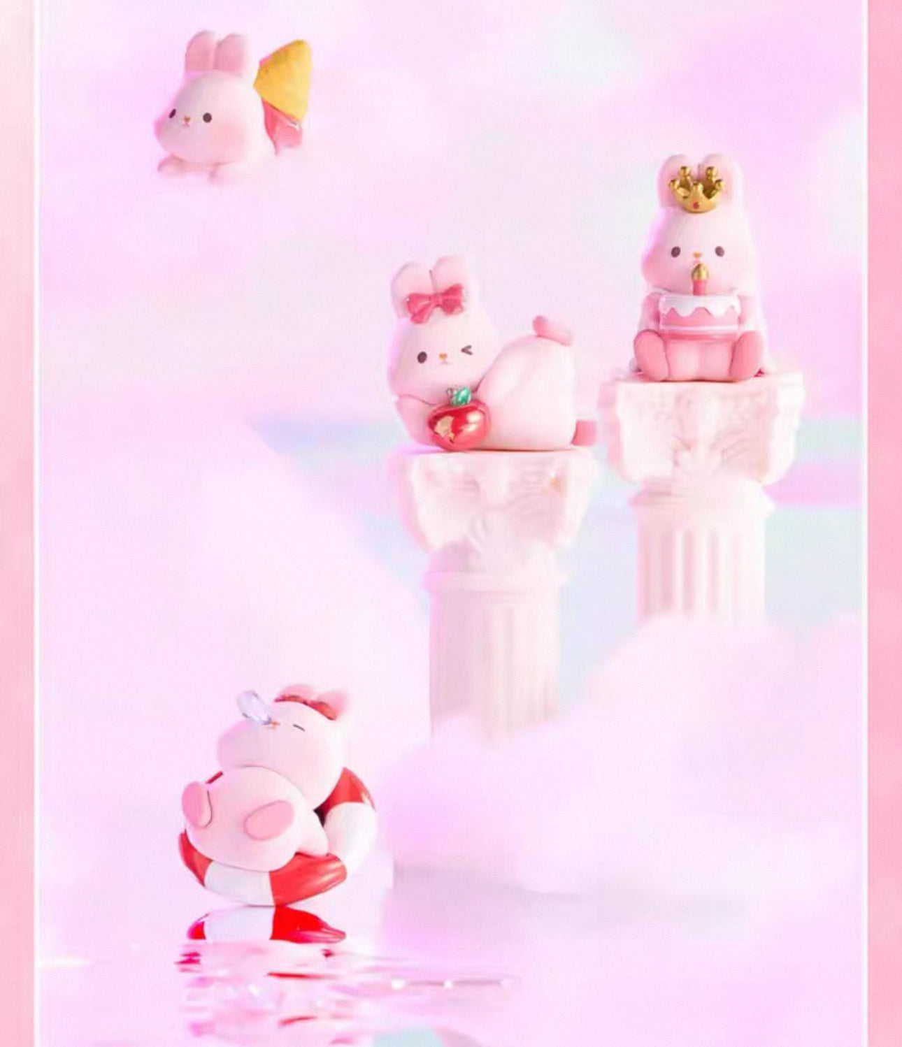 Momo with Bunny Kawaii Lovely Characters | 1 Bag 4pcs Mini Momo Bunny Fun Daily -Toy Collection Mystery Blind Bag