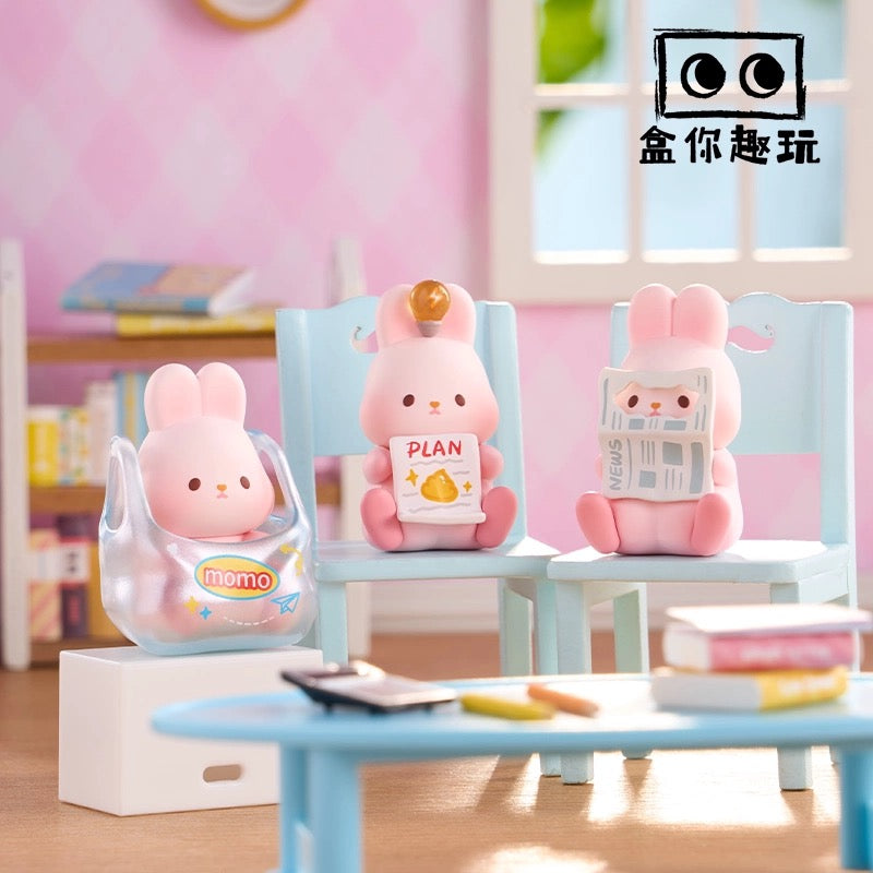 Momo with Bunny Kawaii Lovely Characters | 1 Bag 4pcs Mini Momo Bunny Fun Daily -Toy Collection Mystery Blind Bag
