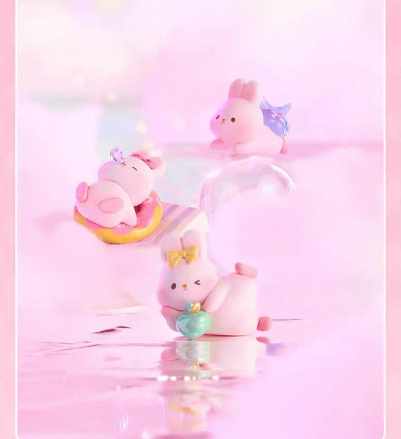Momo with Bunny Kawaii Lovely Characters | 1 Bag 4pcs Mini Momo Bunny Fun Daily -Toy Collection Mystery Blind Bag