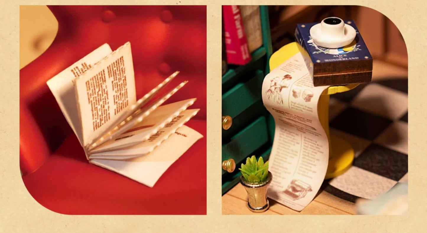 Craft Kits Wooden Booknook & Wonderland | Bookstore - DIY Handmade Mini World Miniature Gift with LED Light