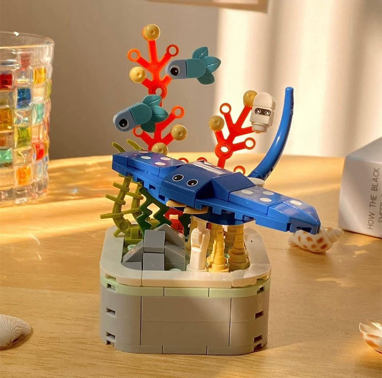 Mini Block Building Ocean Marine Life Plant | Turtle Fish Shark - Tiny Particle Assembly DIY Handmade Children Gift