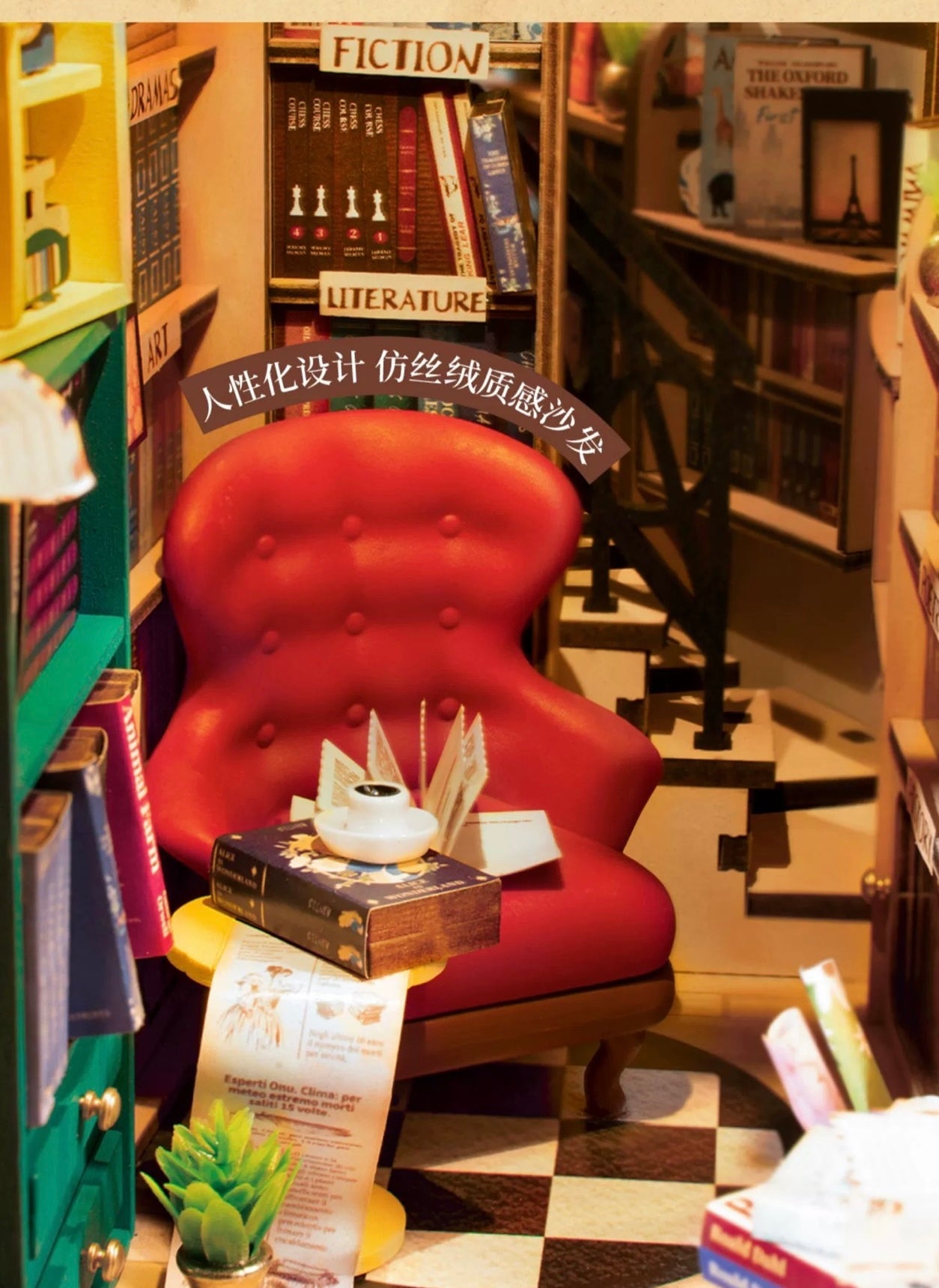 Craft Kits Wooden Booknook & Wonderland | Bookstore - DIY Handmade Mini World Miniature Gift with LED Light