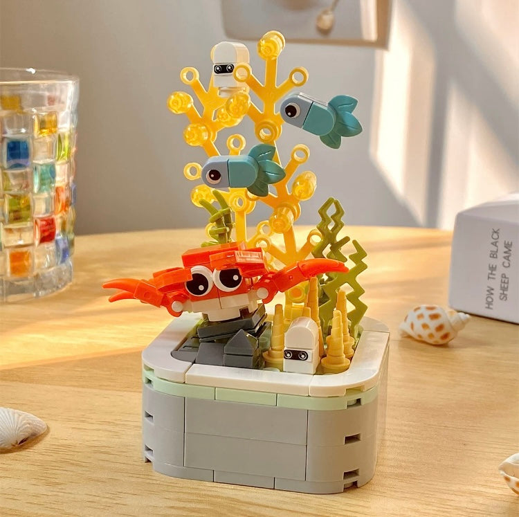 Mini Block Building Ocean Marine Life Plant | Turtle Fish Shark - Tiny Particle Assembly DIY Handmade Children Gift