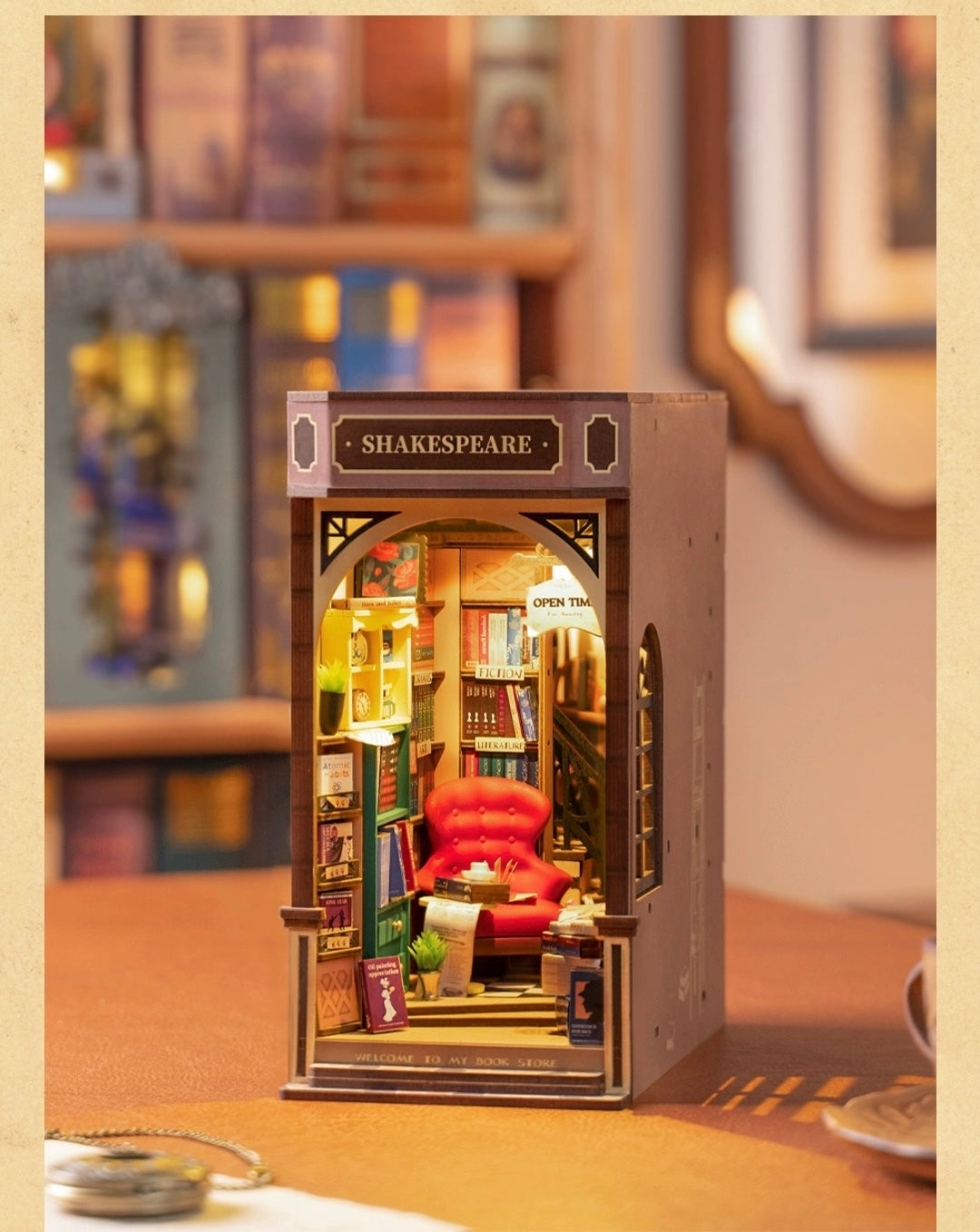 Craft Kits Wooden Booknook & Wonderland | Bookstore - DIY Handmade Mini World Miniature Gift with LED Light